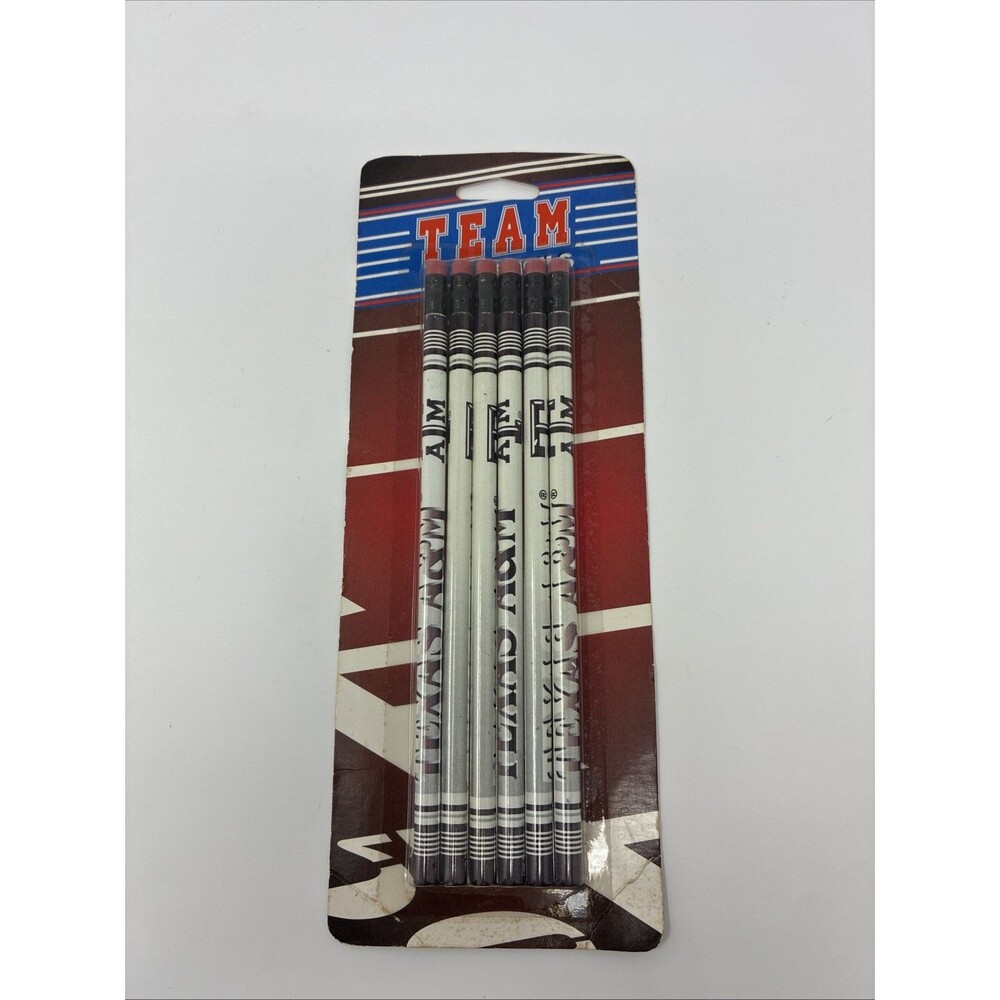 Vintage Texas A&M Pencils, 6 Count, New In Packaging